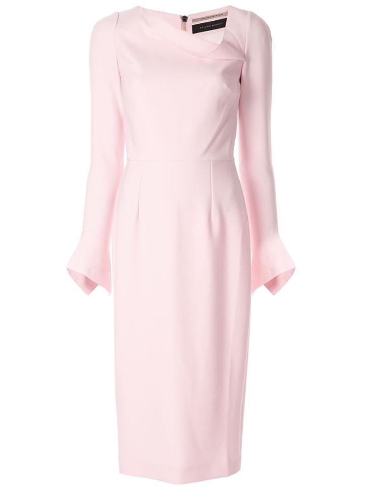 Roland Mouret Baby Pink Liman Viscose Crepe Pencil Dress