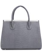Thomas Wylde - Crocodile Effect Tote - Women - Calf Leather - One Size, Grey, Calf Leather