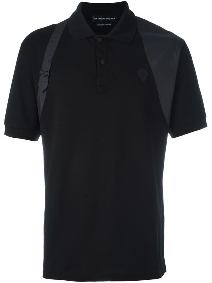 Alexander Mcqueen 'harness' Polo Shirt, Men's, Size: Medium, Black, Cotton/silk