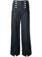 Kotohayokozawa High Waist Wide Leg Button Trousers, Women's, Size: Small, Black, Cotton