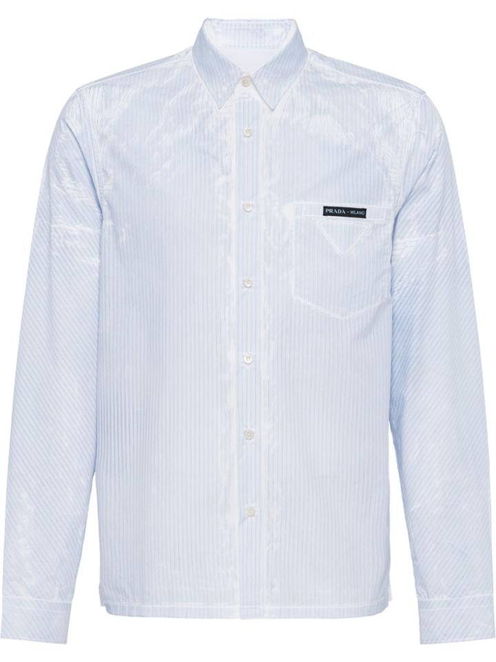 Prada Overprinted Poplin Shirt - Blue