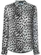 Blumarine Leopard Print Shirt, Women's, Size: 42, Grey, Silk
