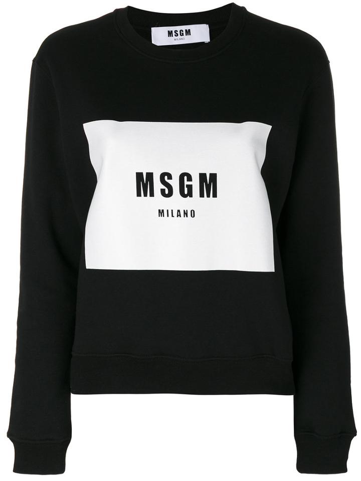 Msgm - Logo Print Sweatshirt - Women - Cotton - Xl, Black, Cotton