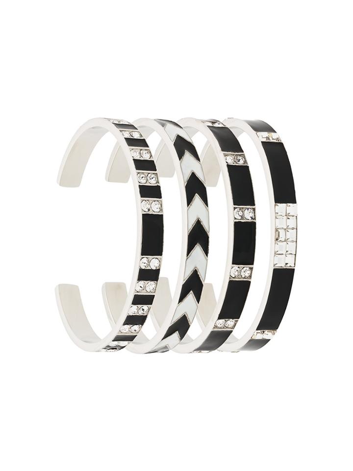 Saint Laurent Grommet Bracelet Set - Black