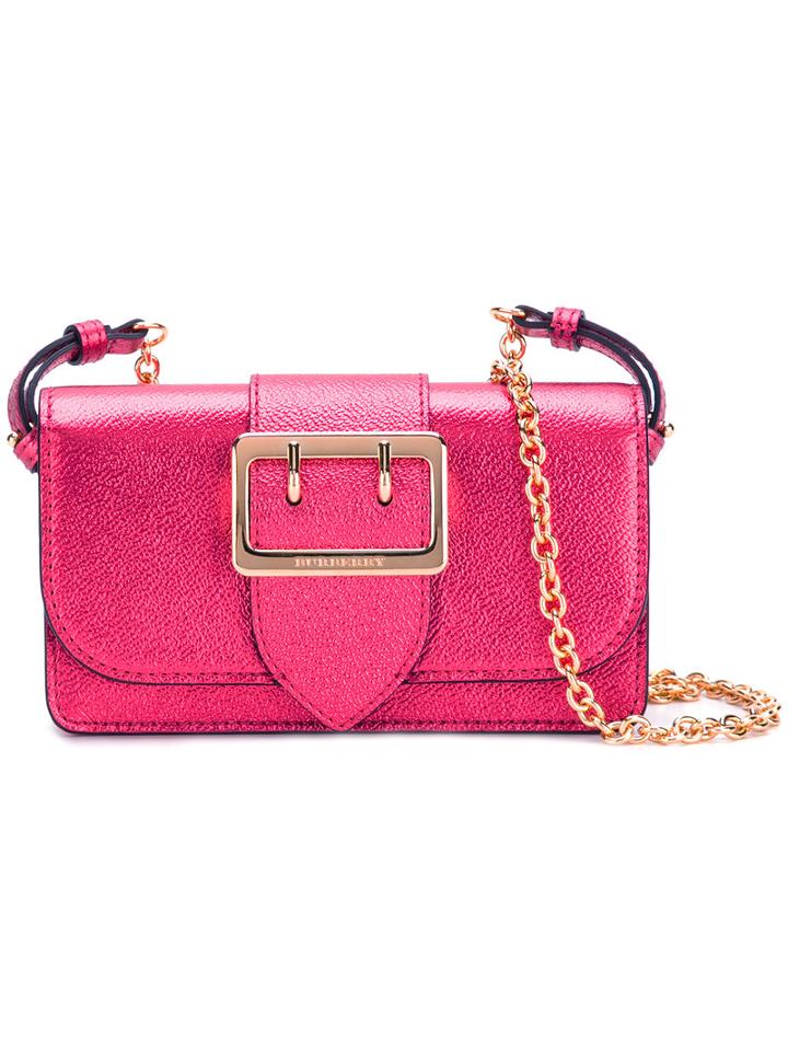 Burberry Flap Shoulder Bag, Women's, Pink/purple, Leather