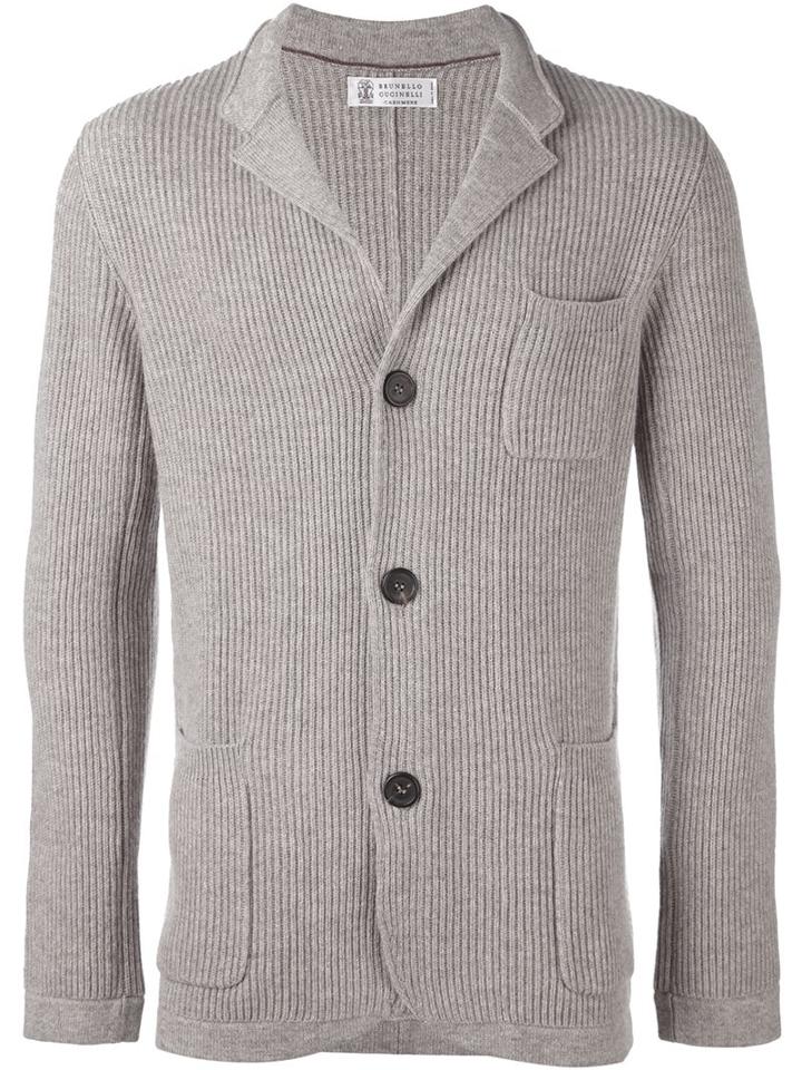 Brunello Cucinelli Cashmere 'fili' Cardigan, Men's, Size: 46, Nude/neutrals, Cashmere