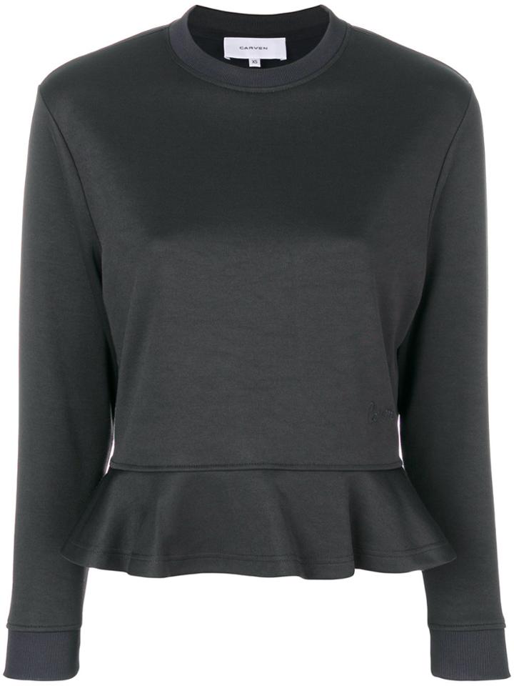 Carven Sweatshirt With Ruffle Hem - Grey
