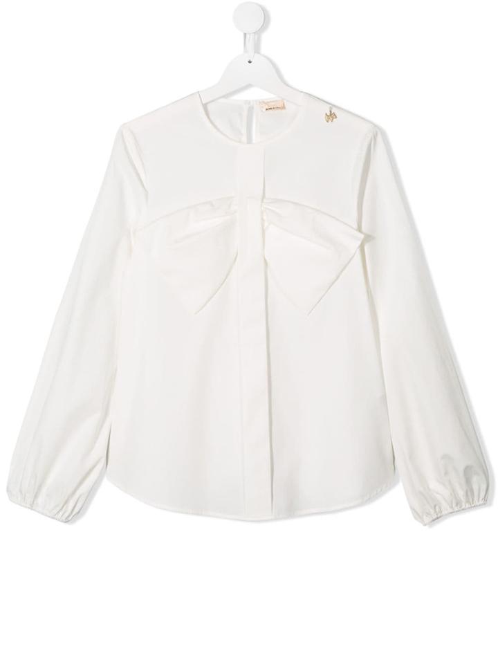 Elisabetta Franchi La Mia Bambina Teen Bow-embellished Blouse - White