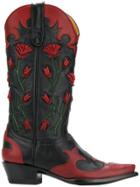 Jessie Western Floral-appliquéd Cowboy Boots - Black