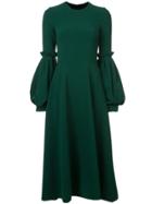 Christian Siriano Puff Sleeve Midi Dress - Green