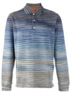 Missoni Gradient Striped Polo Shirt, Men's, Size: Large, Blue, Cotton