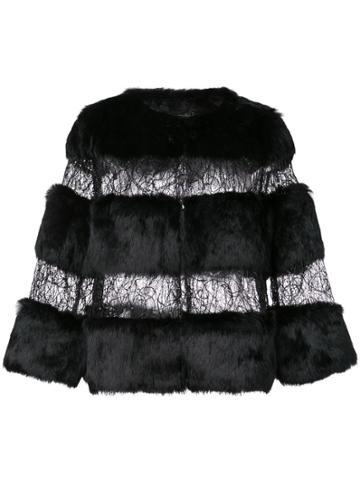 Alberto Makali Rabbit Fur And Sheer Jacket - Black