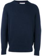 Brunello Cucinelli Cashmere Crew Neck Pullover, Men's, Size: 52, Blue, Cashmere