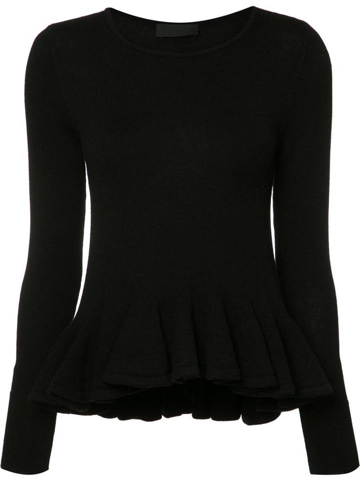 Co Ruffle Hem Jumper, Women's, Size: Medium, Black, Wool