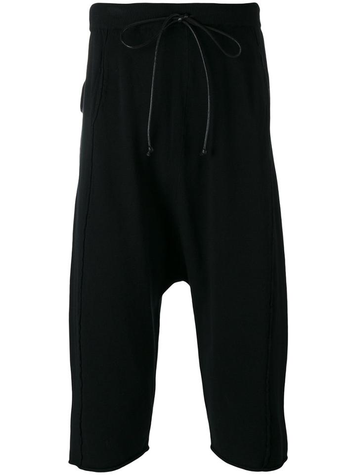 Isabel Benenato - 3/4 Drop Crotch Trackpants - Men - Spandex/elastane/viscose - M, Black, Spandex/elastane/viscose