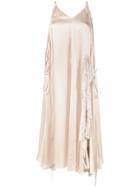 Y / Project Beige Silk Slip Dress With Lace Trim - Nude & Neutrals
