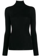 Closed Ribbed Roll Neck Sweater - Black
