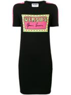 Versus Logo Print Knitted T-shirt Dress - Black