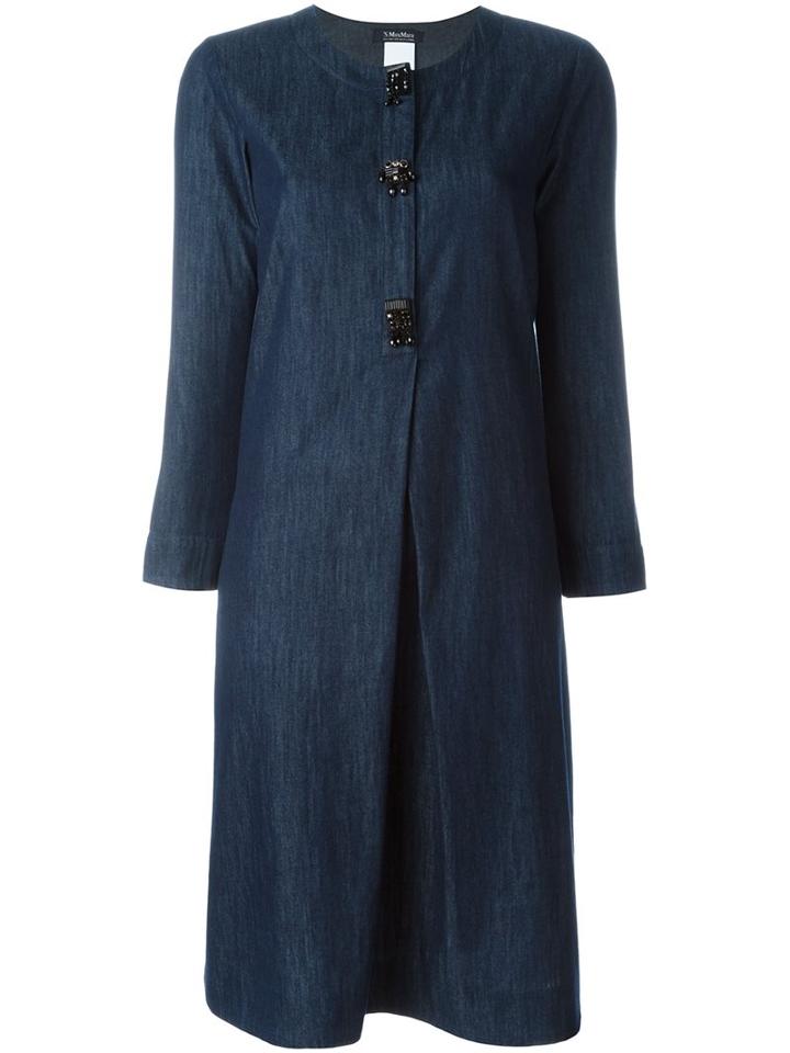 's Max Mara Embellished Placket Denim Dress
