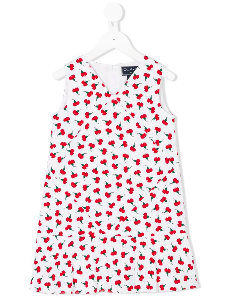 Oscar De La Renta Kids - Floral Print Dress - Kids - Cotton/polyester - 10 Yrs, White