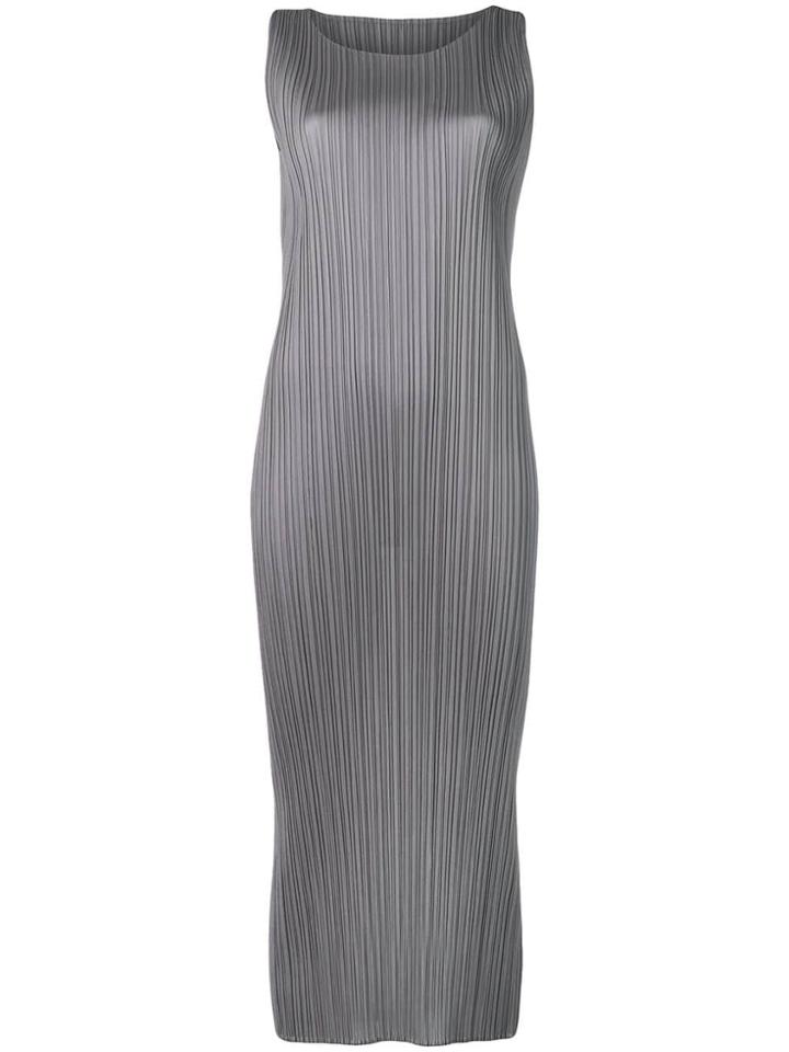 Pleats Please By Issey Miyake Micro Pleated Midi Dress - Grey