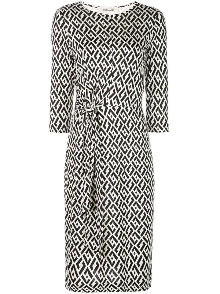 Diane Von Furstenberg Patterned Midi Dress - Black