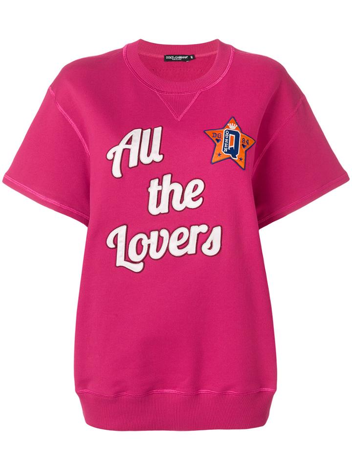 Dolce & Gabbana All The Lovers Short Sleeved Sweatshirt - Pink &