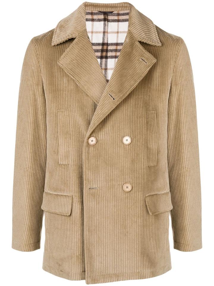 Daniele Alessandrini Corduroy Double Breasted Jacket - Brown