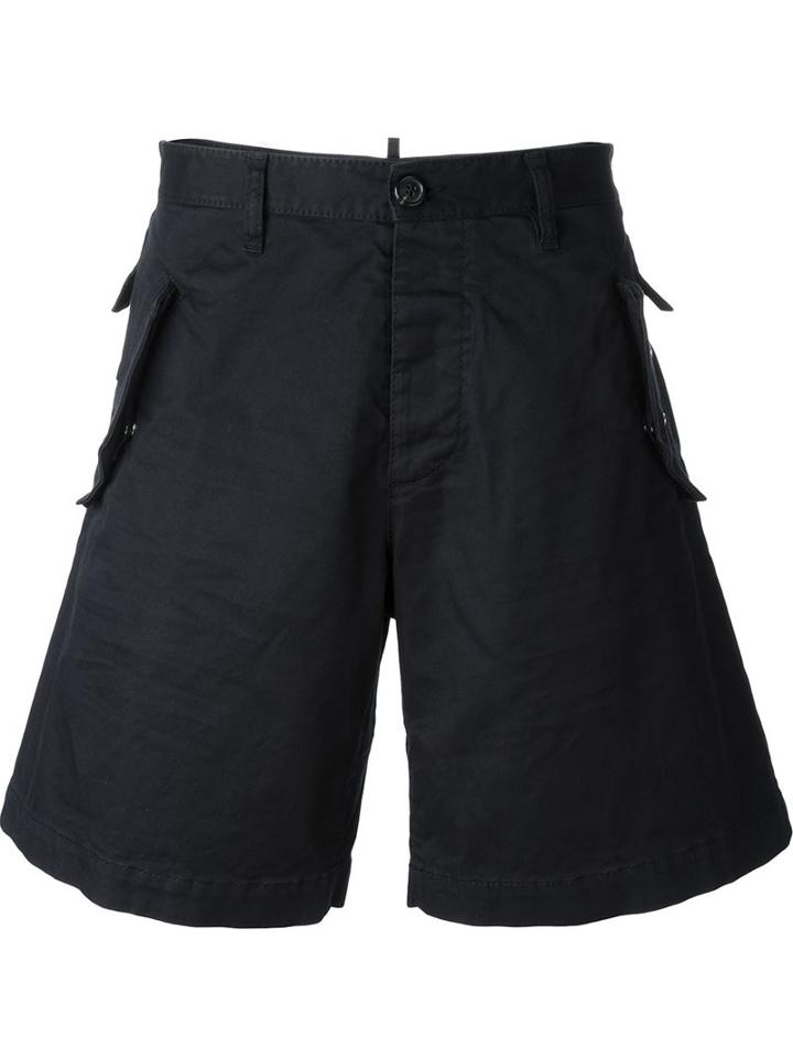Dsquared2 A-line Bermuda Shorts, Men's, Size: 46, Black, Cotton/spandex/elastane