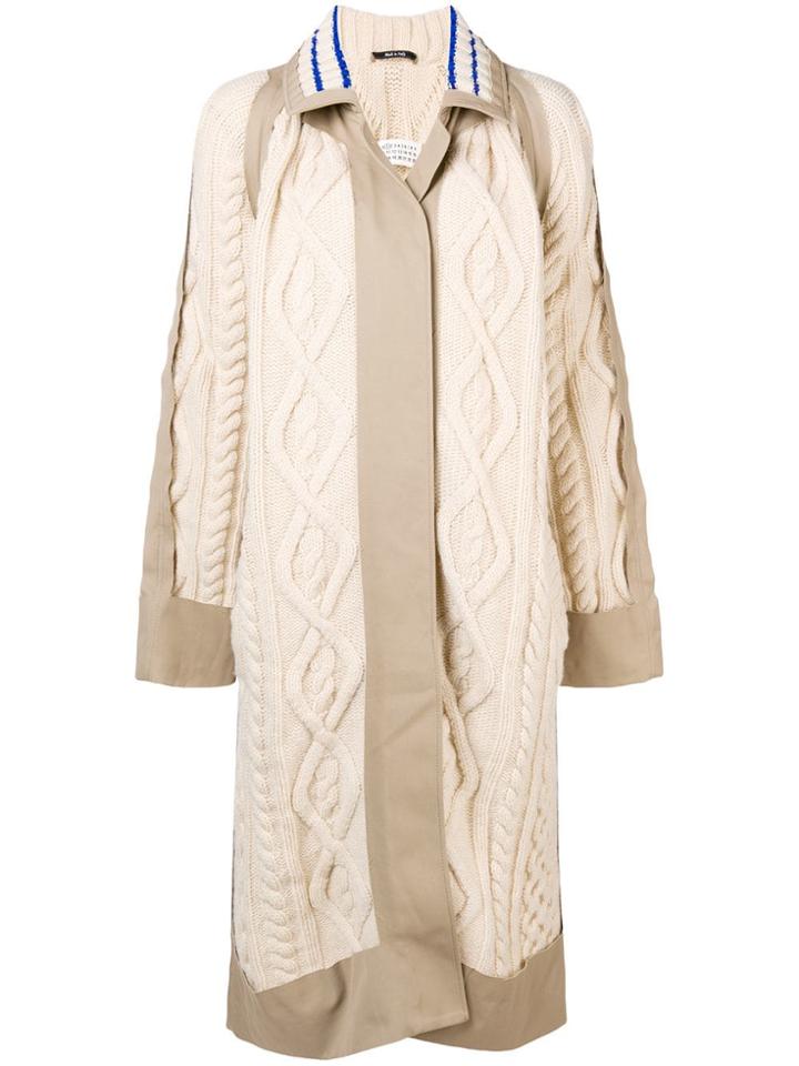 Maison Margiela Plaited Cable Knit Trench - Nude & Neutrals