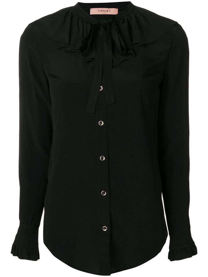 Twin-set Ruffled Front Blouse - Black