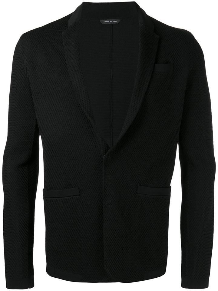 Emporio Armani Fitted Knitted Blazer, Men's, Size: 52, Black, Polyamide/polyester/viscose