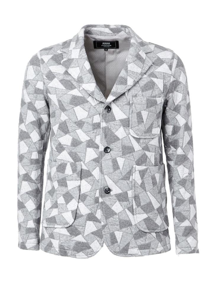 Anrealage Geometric Print Jacket, Men's, Size: 48, Grey, Cotton/cupro