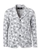 Anrealage Geometric Print Jacket, Men's, Size: 48, Grey, Cotton/cupro