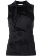 Lilly Sarti - Velvet Panel Top - Women - Polyester/viscose - 36, Black, Polyester/viscose