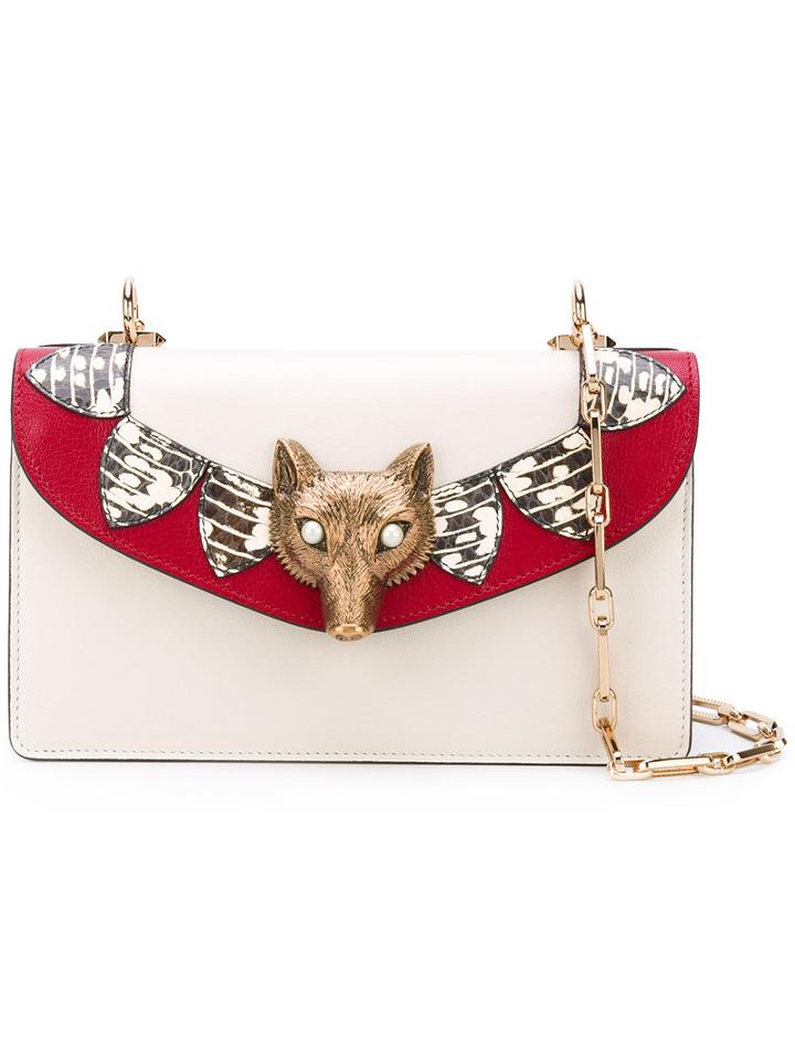 Gucci - Broche Shoulder Bag - Women - Calf Leather/patent Leather/brass - One Size, Nude/neutrals, Calf Leather/patent Leather/brass