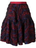 Talbot Runhof Quilted Metallic Thread Skirt - Red
