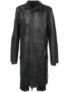 Army Of Me Stitch Detailed Leather Coat - Black