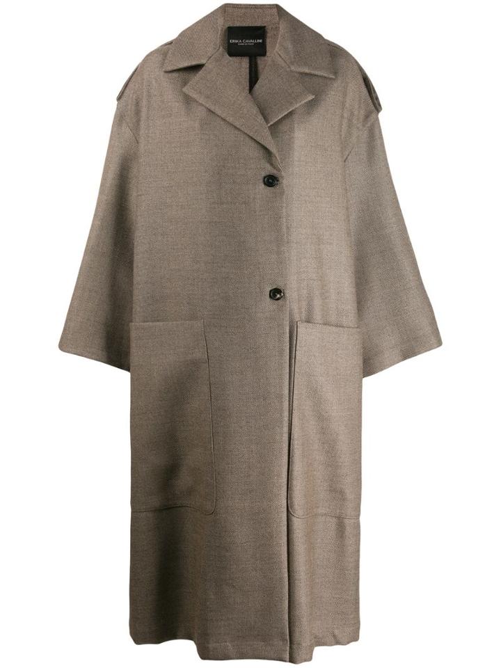 Erika Cavallini Oversized Wool Coat - Brown