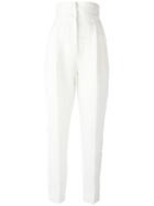 Ermanno Scervino High-waisted Trousers, Women's, Size: 40, White, Linen/flax/polyester