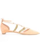 Rupert Sanderson Embroidered Ballerinas - Neutrals