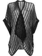 Masnada Striped Open Shirt - Black