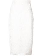 Monique Lhuillier High-waisted Lace Detail Skirt - White