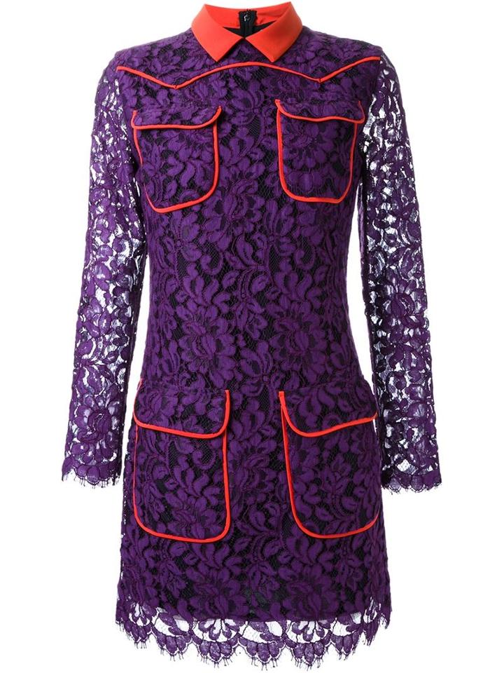 Msgm Lace Shift Dress, Women's, Size: 46, Pink/purple, Cotton/polyamide/viscose