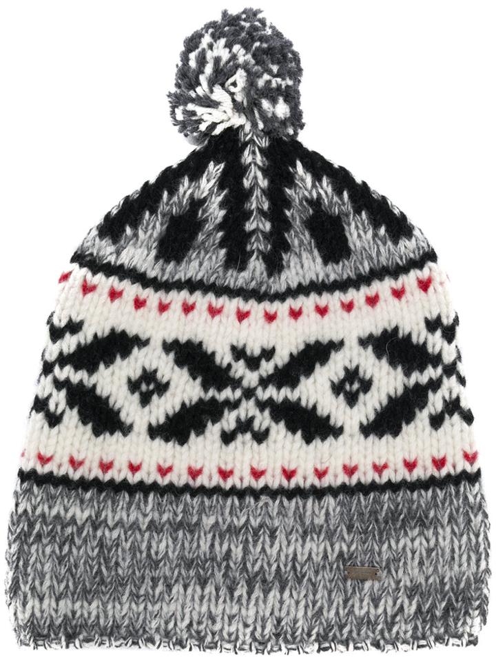 Saint Laurent Patterned Pom Beanie - Black