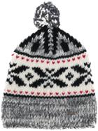 Saint Laurent Patterned Pom Beanie - Black