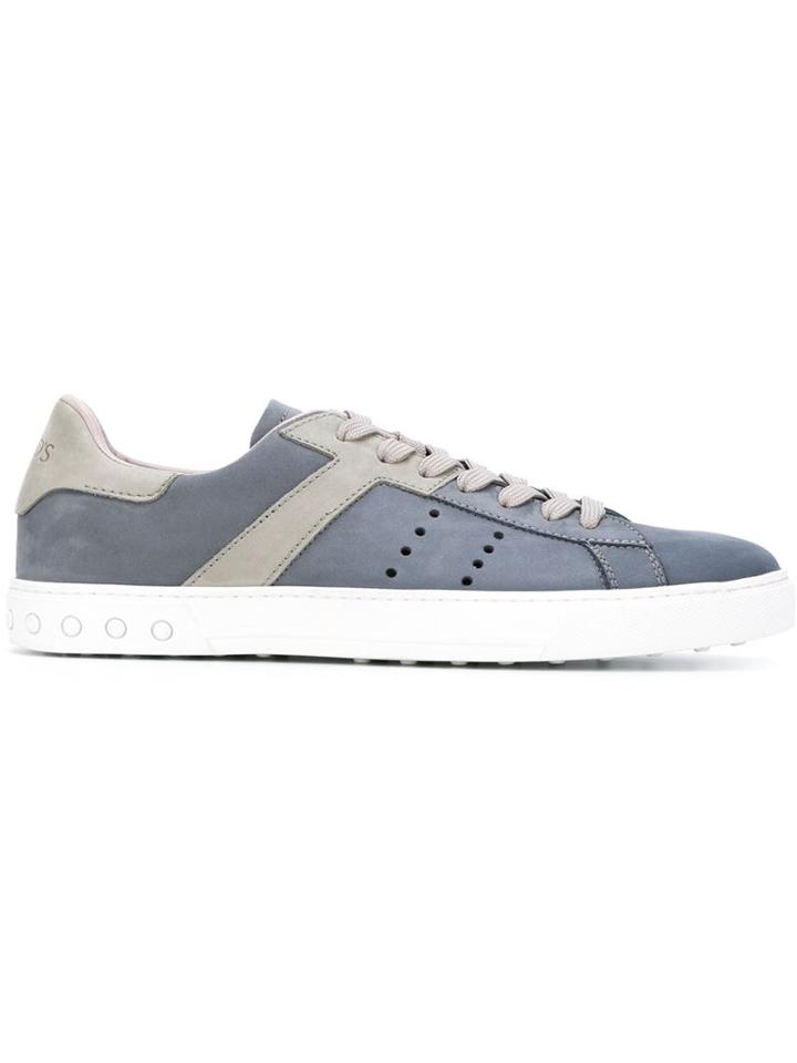 Tod S Perforated Detail Low-top Sneakers, Men's, Size: 9, Blue, Leather/rubber