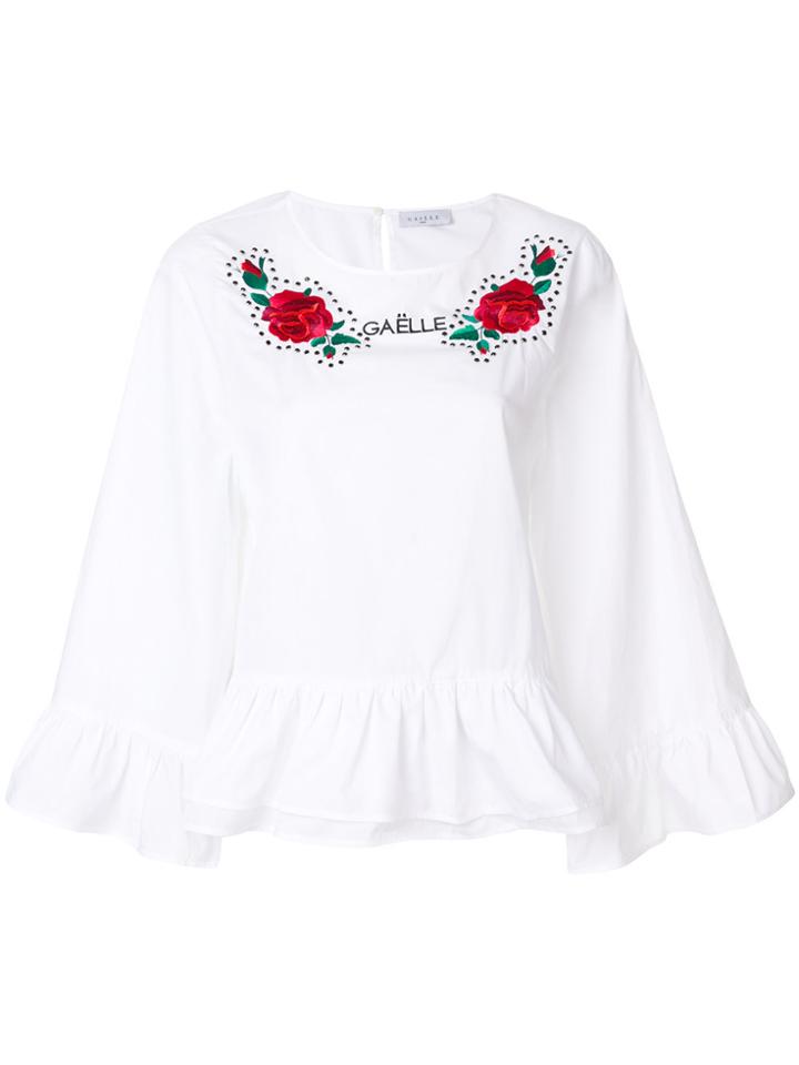 Gaelle Bonheur Rose Embroidery Tunic - White