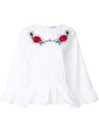 Gaelle Bonheur Rose Embroidery Tunic - White