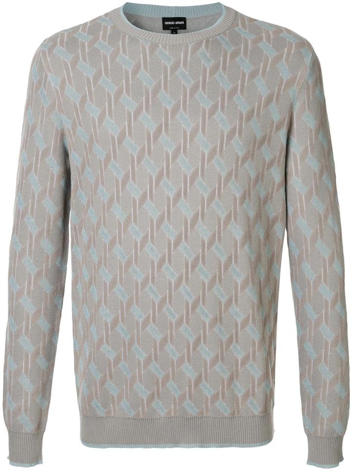 Giorgio Armani Jacquard Motif Jumper - Grey